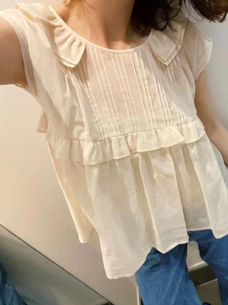Women' Blouses & Shirts Women Ruffles Trim Sweet Shirt 2022 Ladies O-neck Sleeveless Summer Elegant Pullover Blouse And TopsWomen, Black
Women' Blouses & Shirts Women Ruffles Trim Sweet Shirt 2022 Ladies O-neck Sleeveless Summer Elegant Pullover Blouse And TopsWomen, Black