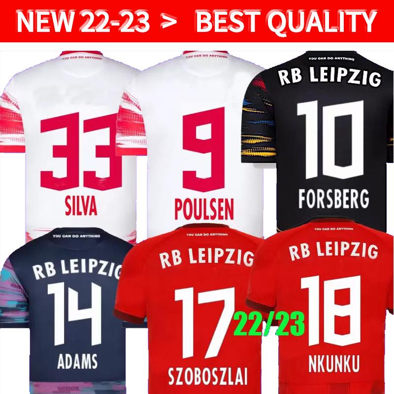 22 23 Leipziges Soccer Jersey away red SZOBOSZLAI HEE-CHAN RBL 2022 2023 Football t-shirts KONATE SABITZER KLUIVERT POULSEN HALSTENBERG Kids kit set