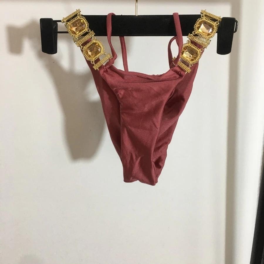 Mix 3 Colors Bikini Diamond Swimsuit Crystal Women Swimwear Bandage Halter Bikinis Set Brazilian Rhinestone Beachwear Push Up Bikini