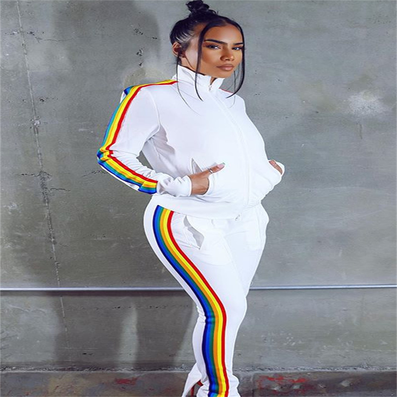 Women Tracksuits Hoodies Casual Solid Color rainbow stripe Pullover and Long Pant 2-piece Set Man Autumn Fleece Jogger Sports Suit Jackets +, Customize
Women Tracksuits Hoodies Casual Solid Color rainbow stripe Pullover and Long Pant 2-piece Set Man Autumn Fleece Jogger Sports Suit Jackets +, Customize