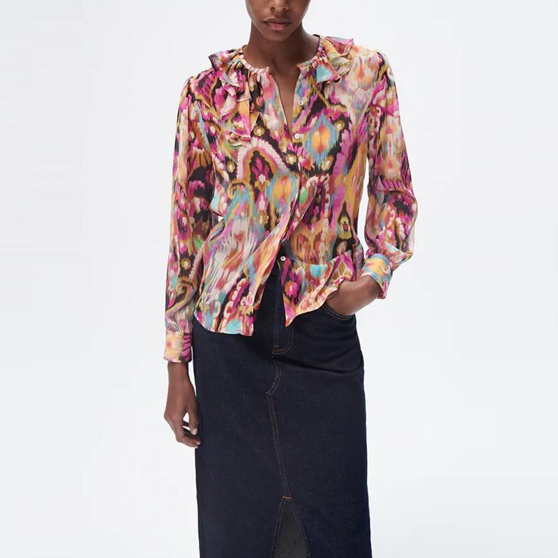 Women's Blouses & Shirts Casual Cascading Ruffles Chiffon Blouse Women Puff Sleeve O Neck Vintage Floral Printed Top For Lady Spring Autumn, Burgundy
Women's Blouses & Shirts Casual Cascading Ruffles Chiffon Blouse Women Puff Sleeve O Neck Vintage Floral Printed Top For Lady Spring Autumn, Burgundy