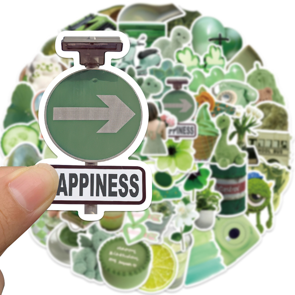 60Pcs Green Indie Pop Sticker Ins Style Graffiti Kids Toy Skateboard car Motorcycle Bicycle Sticker Decals Wholesale