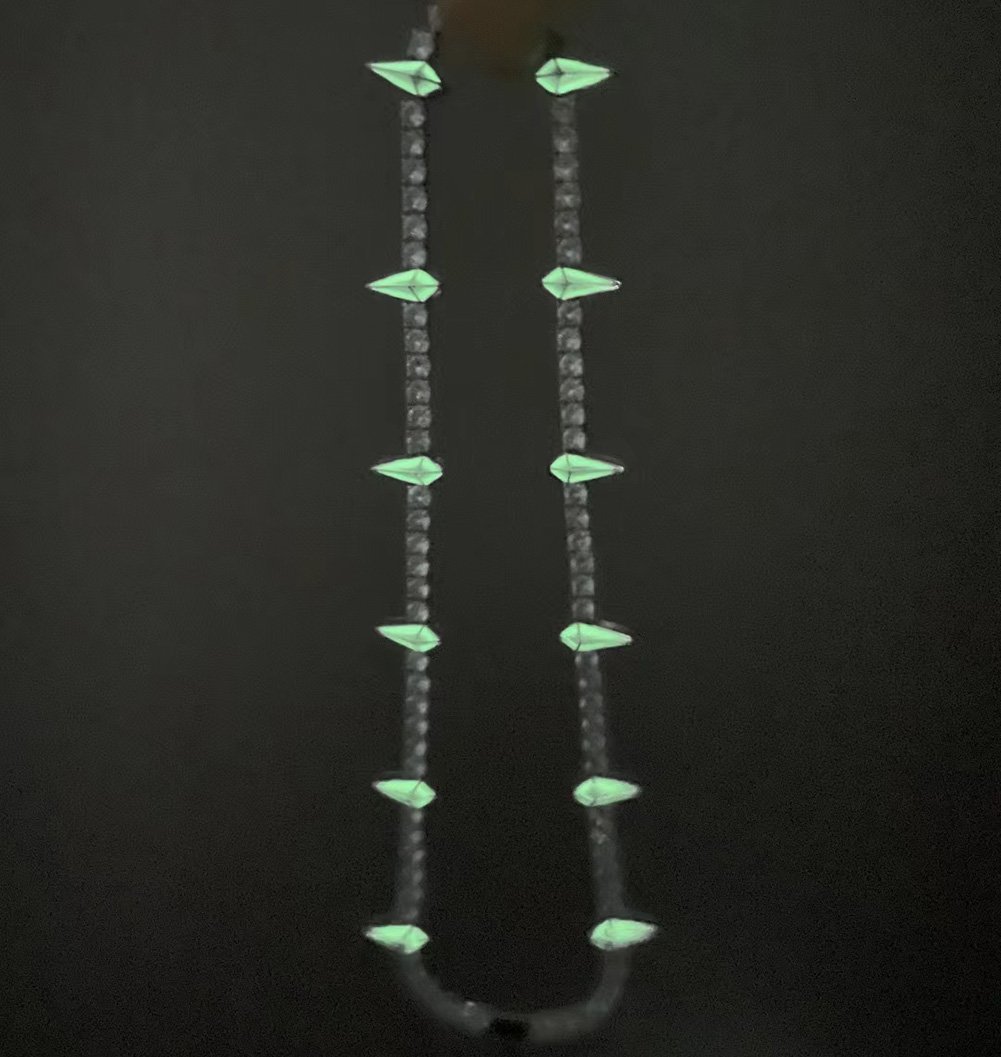 Hip Hop Tennis Chains Mens Luminous Dripping Oil Diamond Necklace Spring Buckle 18k Real Gold Bling Graduated