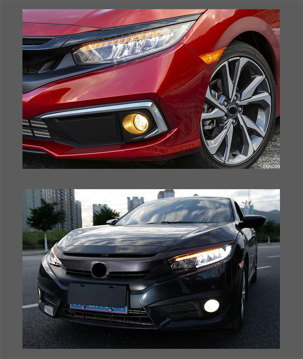 Full LED front lights For Honda CIVIC X G10 16-21 DRL Dynamic Turn Signal Headlight High Beam Lamp Projector Lens