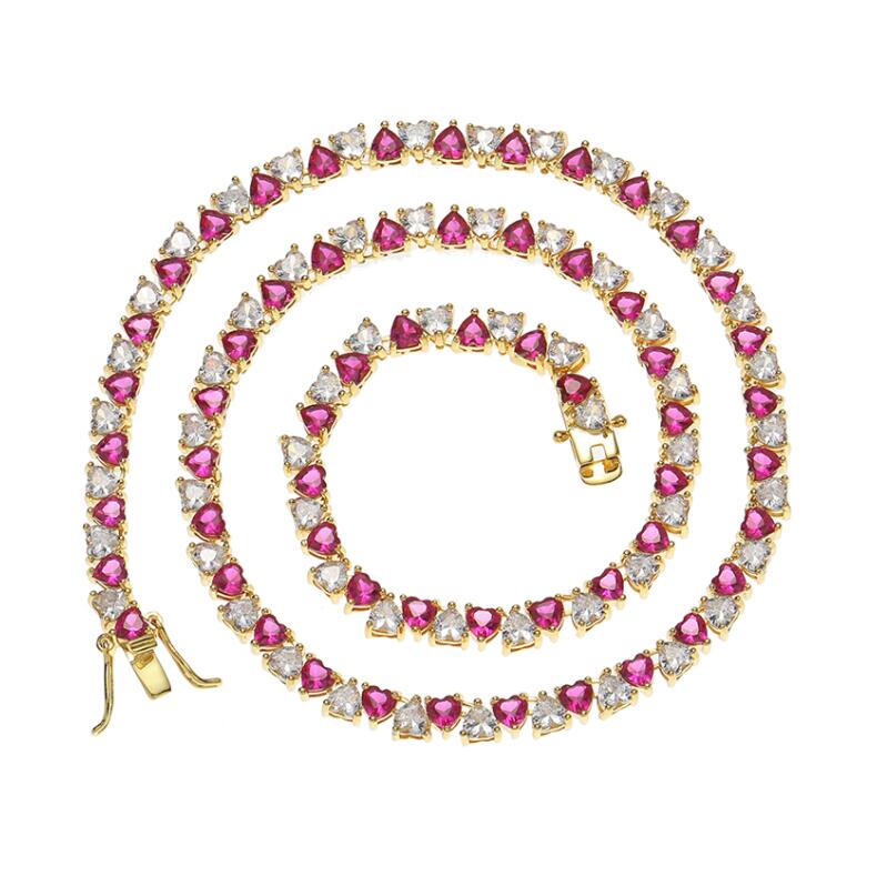 5MM White And Red Heart Shape Necklace CZ Chain Brass Cubic Zircon Colorful Tennis For Men And Women
5MM White And Red Heart Shape Necklace CZ Chain Brass Cubic Zircon Colorful Tennis For Men And Women
