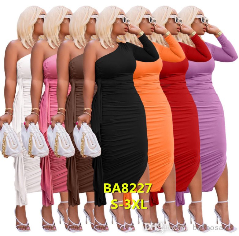 Sexy Women Designer Clothing Midi Dresses Single Shoulder Lotus Leaf Edge Slit Dress Solid Color One-piece Skirt, Bas812(s-3xl)
Sexy Women Designer Clothing Midi Dresses Single Shoulder Lotus Leaf Edge Slit Dress Solid Color One-piece Skirt, Bas812(s-3xl)