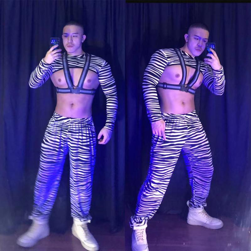 Stage Wear Nightclub DJ Gogo Costume Men Sexy Zebra Pattern Suit Half Top Pants Pole Dance Clothing Clubwear Rave Outfit XS3053Stage, 3pcs
Stage Wear Nightclub DJ Gogo Costume Men Sexy Zebra Pattern Suit Half Top Pants Pole Dance Clothing Clubwear Rave Outfit XS3053Stage, 3pcs