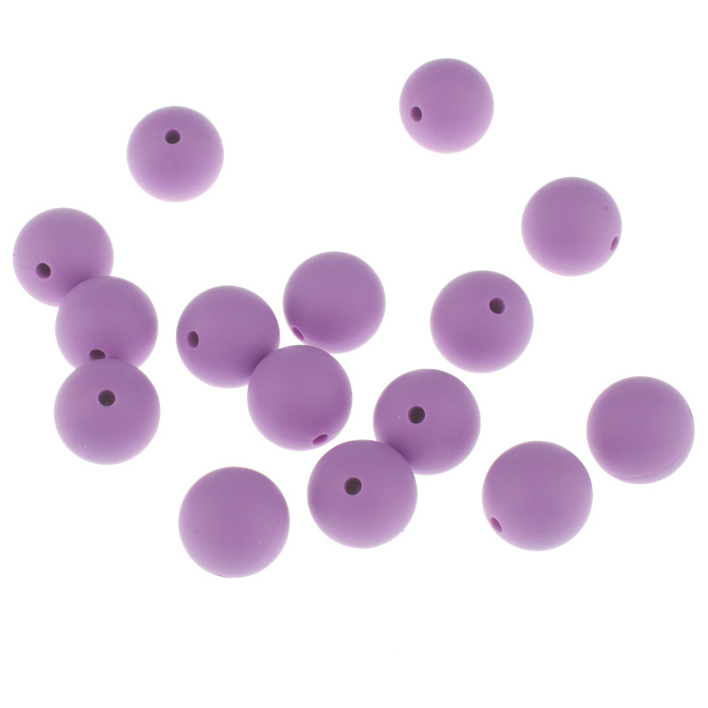 Fkisbox 100pc 15mm Round Silicone Teether Bead Bpa Free Baby Teething Necklace Accessories Baby Pacifier Chain Silicone Beads 220507