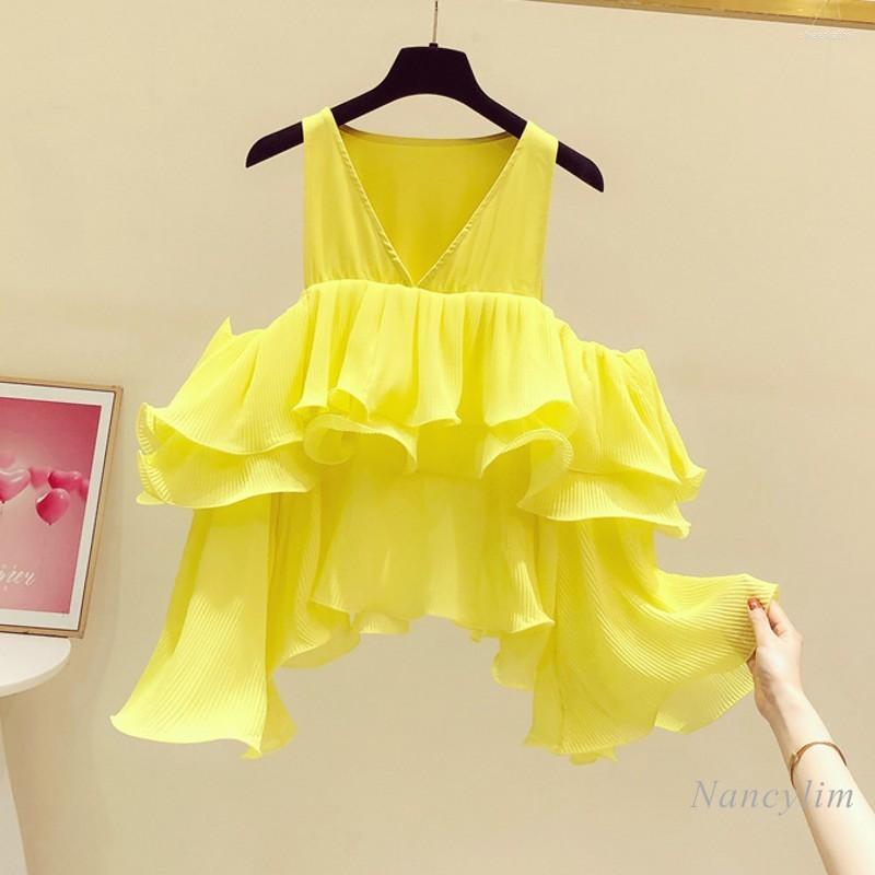Women' Blouses & Shirts Summer Fashion Elegant V-neck Pleated Ruffled A- Line Shirt Women' Casual Doll Tops Holiday BlousesWomen' Che, Yellow
Women' Blouses & Shirts Summer Fashion Elegant V-neck Pleated Ruffled A- Line Shirt Women' Casual Doll Tops Holiday BlousesWomen' Che, Yellow