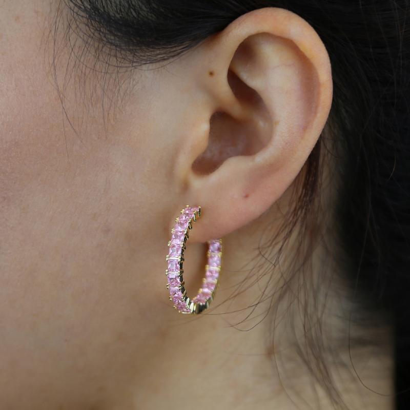 Hoop & Huggie High Quality Gold Plated Square Pink Cubic Zirconia Cz Paved Earring For Women Classic Geometry Fashion JewelryHoop
Hoop & Huggie High Quality Gold Plated Square Pink Cubic Zirconia Cz Paved Earring For Women Classic Geometry Fashion JewelryHoop