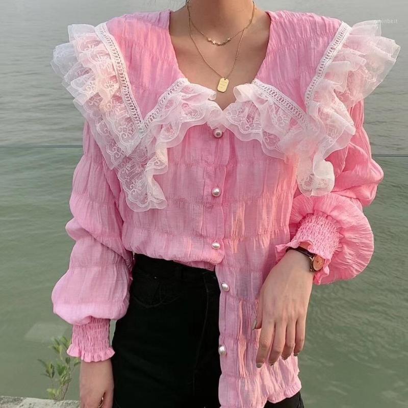 Women' Blouses & Shirts Spring Autumn Women Lace Solid Color Female Single Breasted Loose Ladies Long Sleeve W263Women, White
Women' Blouses & Shirts Spring Autumn Women Lace Solid Color Female Single Breasted Loose Ladies Long Sleeve W263Women, White
