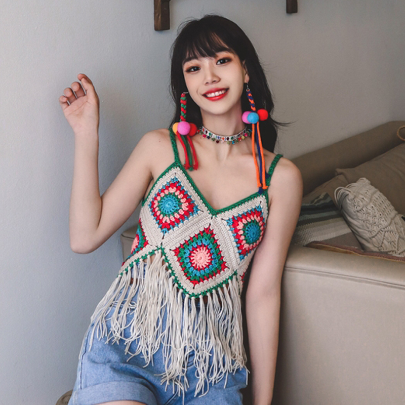 2022 Summer Casual Women Tank Top Colour Knitted Sexy Hollow Out Tassel Holiday Fashion Ethnic Style Vest Tops for Women 0613, Blue
2022 Summer Casual Women Tank Top Colour Knitted Sexy Hollow Out Tassel Holiday Fashion Ethnic Style Vest Tops for Women 0613, Blue