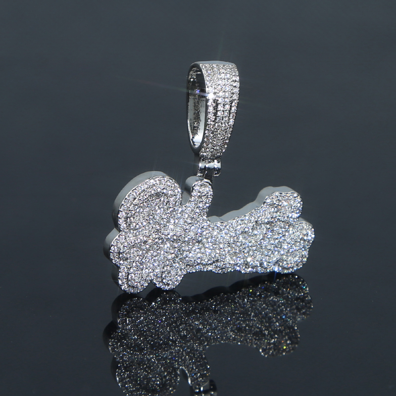 Fashion Men Women Hip Hop Hustle Letter Pendant Necklace Iced Out Bling 5A CZ Cubic Zirconia Necklace Punk Rapper Jewelry