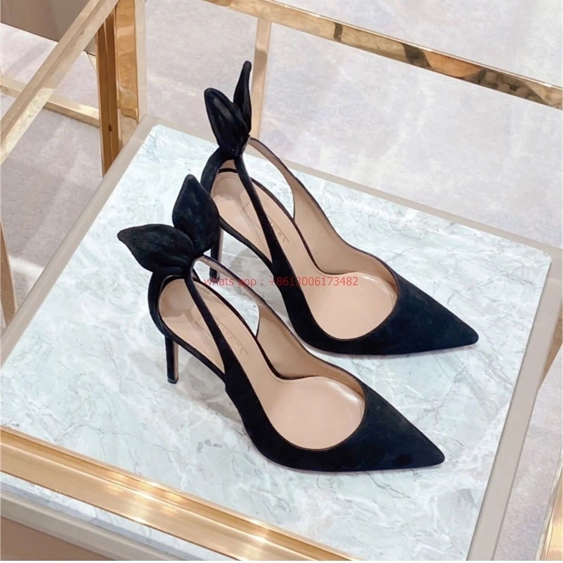 design brand woman Cute bunny ears pointed toe high heels slingback heel shoes 220328