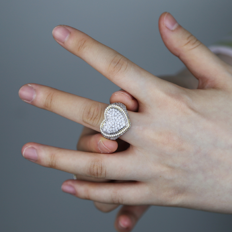 New arrived fashion two tone finger ring paved full cz stone for women men party wedding rings jewelry wholesale
