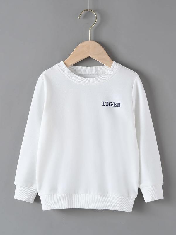 Toddler Boys Letter & Tiger Print Pullover SHE