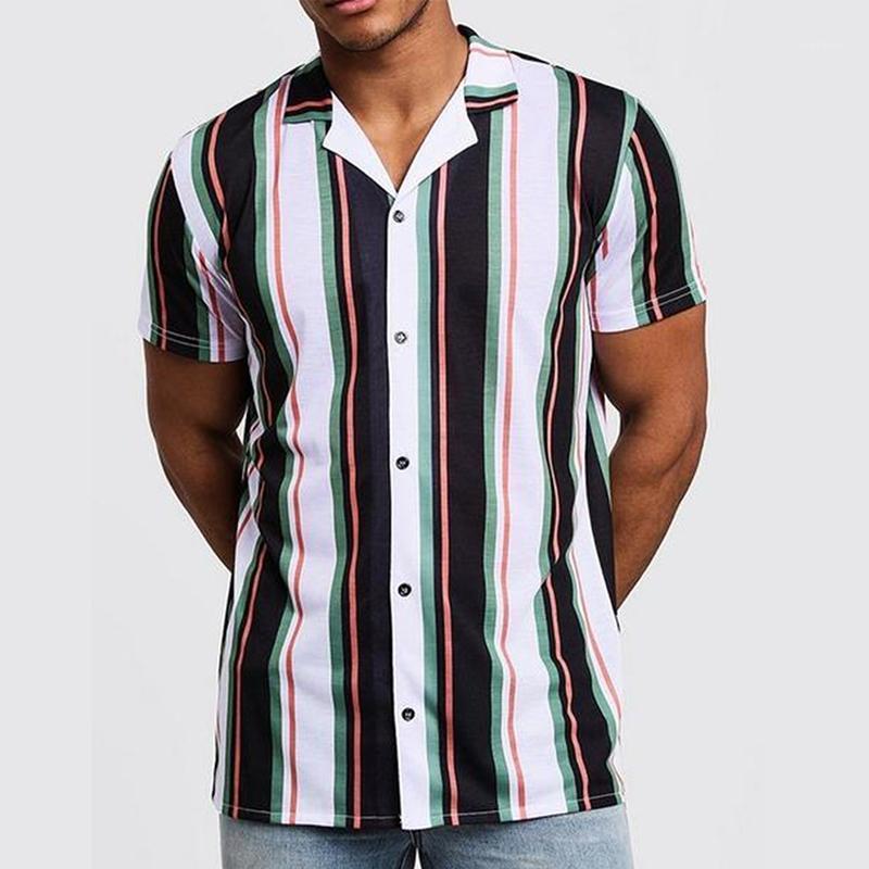 Shirt Summer Fashion Brand Men Short Sleeve Striped Lapel Print Men's Loose Street Dress Camisas Casual Shirts, Blue
Shirt Summer Fashion Brand Men Short Sleeve Striped Lapel Print Men's Loose Street Dress Camisas Casual Shirts, Blue