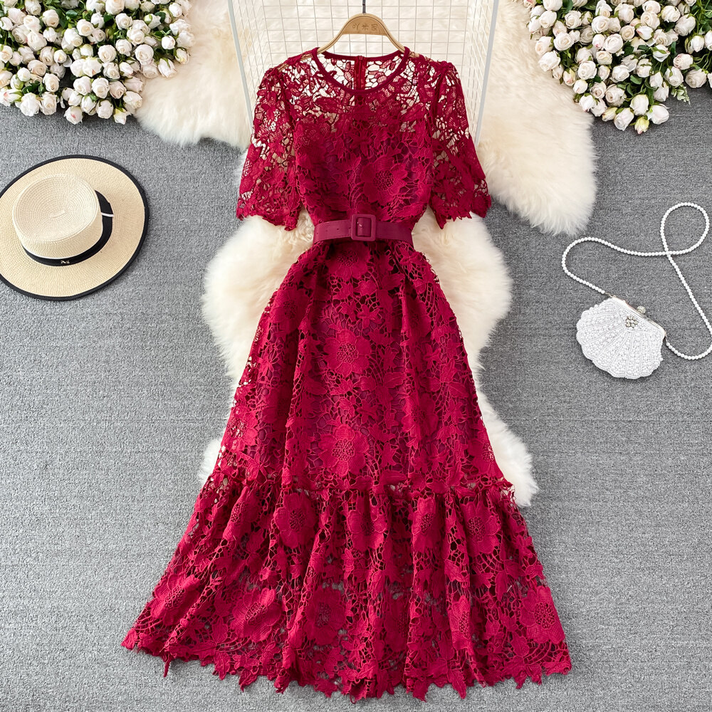 2022 Summer Elegant Long Dress Women Vintage Round Neck Crochet Hollow Lace Party Dresses Ladies Office Dress, Same as picture
2022 Summer Elegant Long Dress Women Vintage Round Neck Crochet Hollow Lace Party Dresses Ladies Office Dress, Same as picture