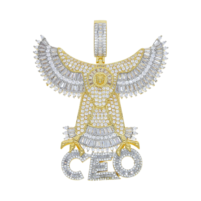 Rose gold silver plated Letter CEO Eagle Pendant Necklace with Rope chain Iced Hip Hop Men Charm Necklaces Jewelry Paved 5A Cubic Zircon Stones For Pa