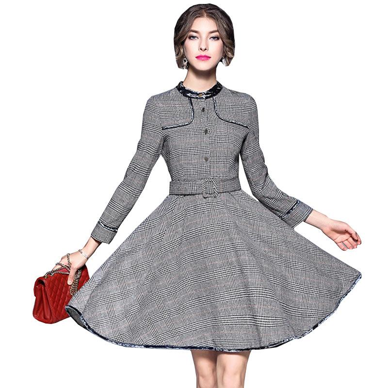Casual Dresses Spring Autumn Women Dress Houndstooth Stand Collar Femme Slim Grand Swing Top Quality Ladies Vestido 446Casual, Gray
Casual Dresses Spring Autumn Women Dress Houndstooth Stand Collar Femme Slim Grand Swing Top Quality Ladies Vestido 446Casual, Gray