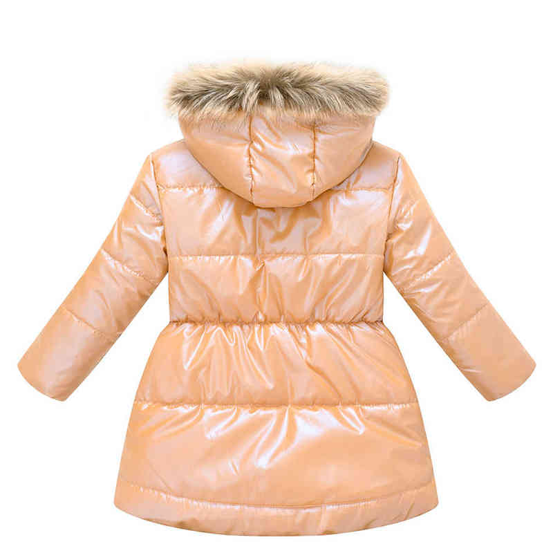 Winter Shiny Jacket For Girls Hooded Warm Children Girls Winter Jacket 3-10 Year Children Teenager Cotton Parka Outerwear J220718