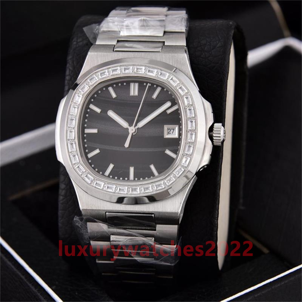 6 Colors Mens Watch 40mm Nautilus Silver Strap Transparent Back Diamond Bezel 5711/1A 40mm Asia 2813 Automatic Movement Date Wristwatch, Watch e
6 Colors Mens Watch 40mm Nautilus Silver Strap Transparent Back Diamond Bezel 5711/1A 40mm Asia 2813 Automatic Movement Date Wristwatch, Watch e