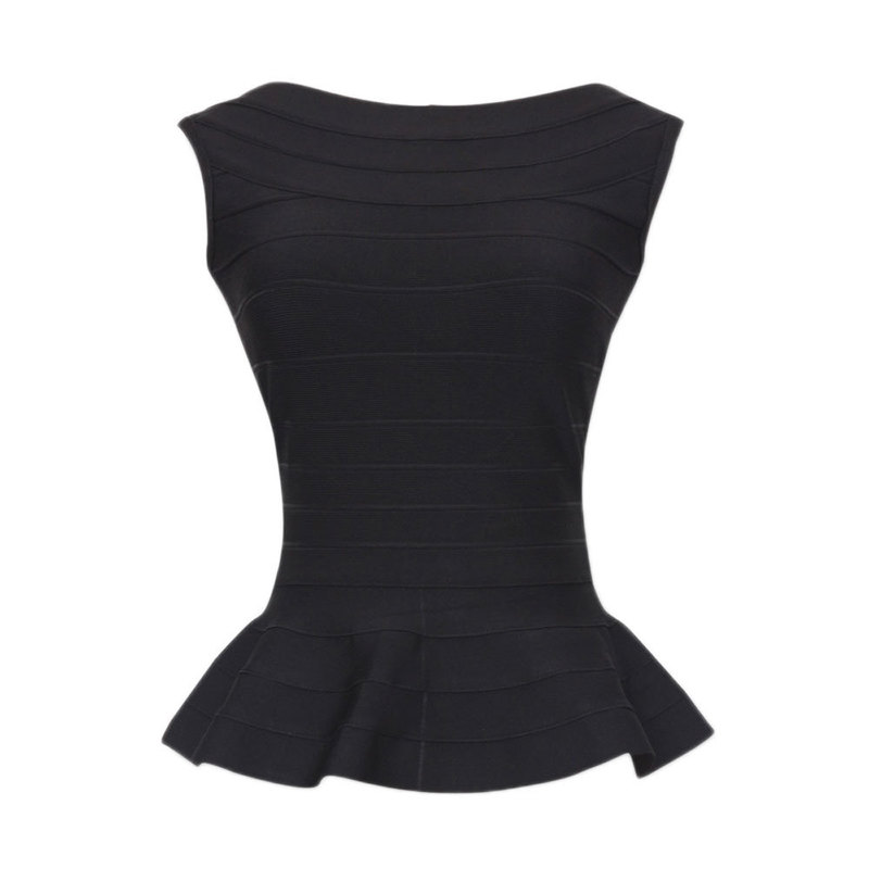 Peplum Ruffle Bandage Top Vest Wholesale White Sexy Bodycon Women's Sleeveless est 220316