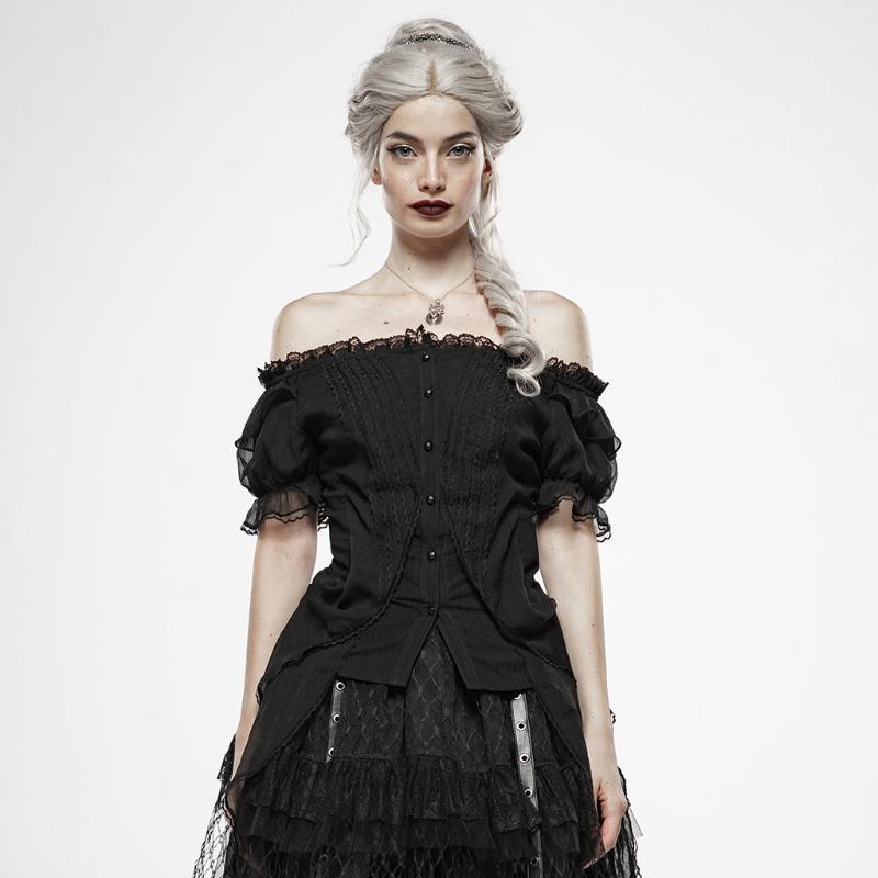Women's Blouses & Shirts PUNK RAVE Women Lolita Broken-winged Black Angel Short Sleeve Shirt Elastic Woven Transparent Light Chiffon Blouse
Women's Blouses & Shirts PUNK RAVE Women Lolita Broken-winged Black Angel Short Sleeve Shirt Elastic Woven Transparent Light Chiffon Blouse