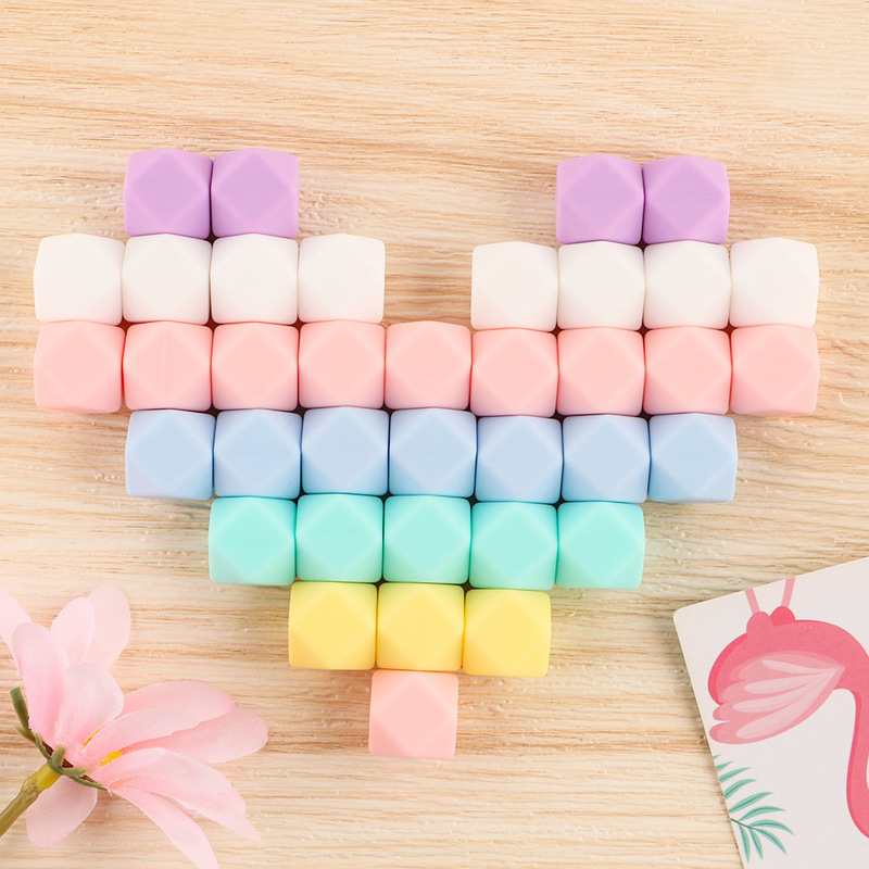 kovict 14mm Hexagon 100/200/500 Silicone Beads For DIY Baby Pacifier Chain BPA Free Teething Baby Teether Baby Accessories 220507