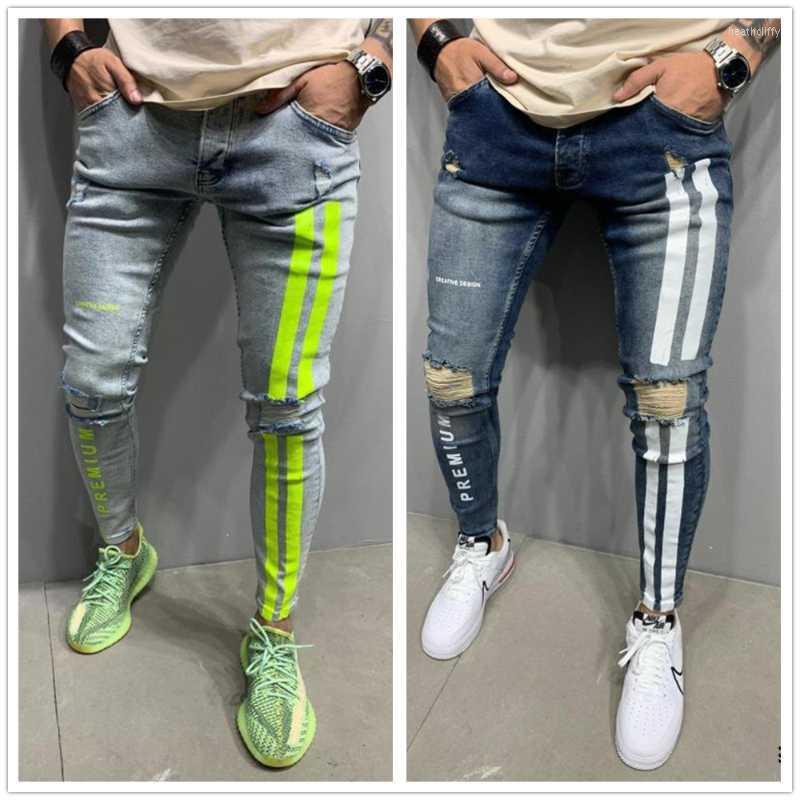 Men' Jeans Arrival Fashion Ripped For Men Letter Print Striped Skinny Denim Pencil Pants Street Casual Slim Drop Heat22, Blue
Men' Jeans Arrival Fashion Ripped For Men Letter Print Striped Skinny Denim Pencil Pants Street Casual Slim Drop Heat22, Blue