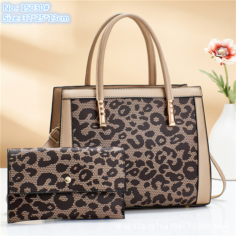 Wholesale leathers shoulder bags street leopard print handbag Joker simple large capacity leather tote bag elegant two-piece fashion handbags