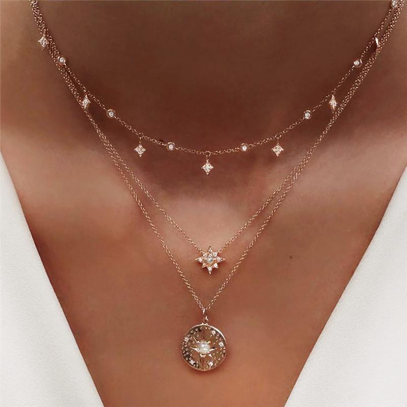 Pendant Necklaces Boho Multilayer Crystal Star Necklace Women Gold Color Coin Pearl Beads Choker Jewelry Geometric Collares
Pendant Necklaces Boho Multilayer Crystal Star Necklace Women Gold Color Coin Pearl Beads Choker Jewelry Geometric Collares