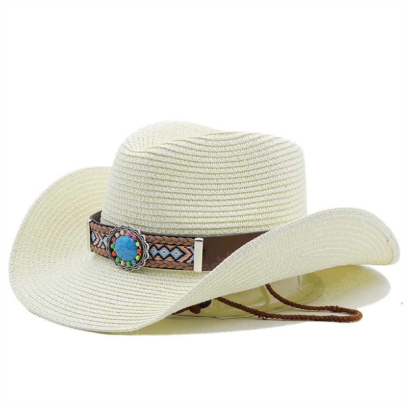 Summer Straw Hat for Men Women Sun Beach Hat Man Jazz Panama Hats Fedora Wide Brim Protection Cap with Belt cowboy hat