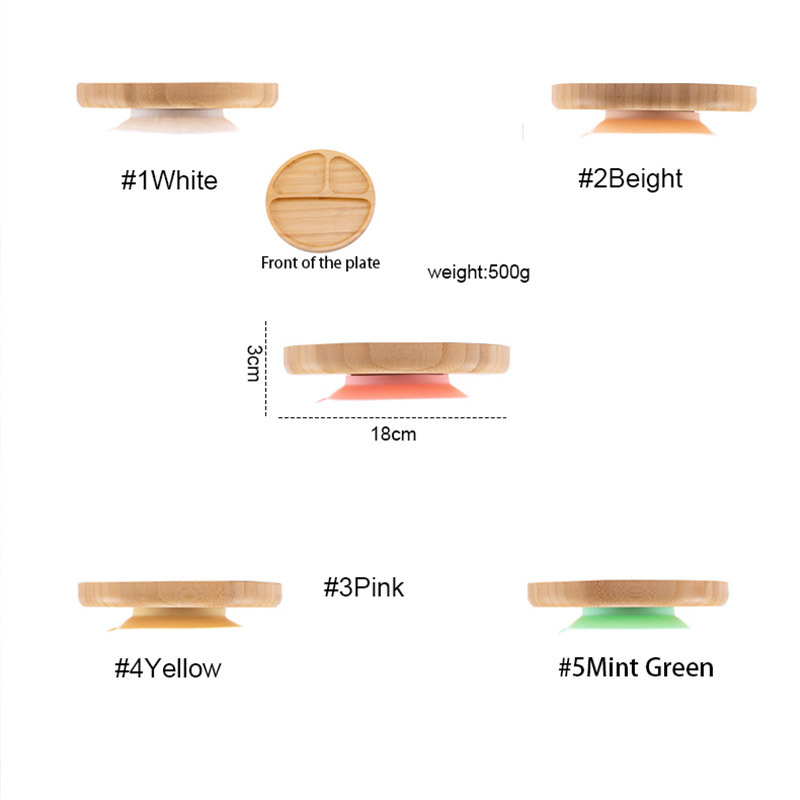 1pc Suction Bowl Bamboo Silicone Suction Cup Baby Plate Feeding Bamboo Children Tableware Dishes BPA Free Silicone Feeding Bowl 220512