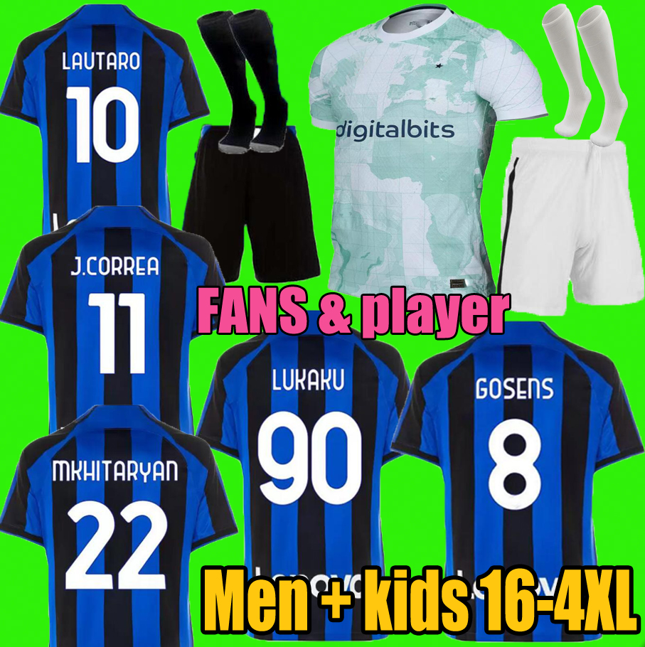 J.CORREA LUKAKU soccer jersey 22 23 BARELLA LAUTARO INTERS ERIKSEN away DZEKO Gosens MILANS UNIFORMS football shirt Asllani Bellanova 2022 2023 men kids kit, Fans
J.CORREA LUKAKU soccer jersey 22 23 BARELLA LAUTARO INTERS ERIKSEN away DZEKO Gosens MILANS UNIFORMS football shirt Asllani Bellanova 2022 2023 men kids kit, Fans