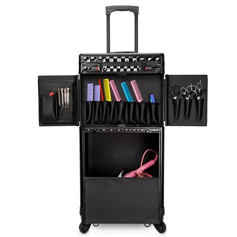 Suitcases Women Large Capacity Trolley Cosmetic Case Rolling Luggage Bag,Nails Make Up Toolbox,Multi-layer Beauty Tattoo Suitcase