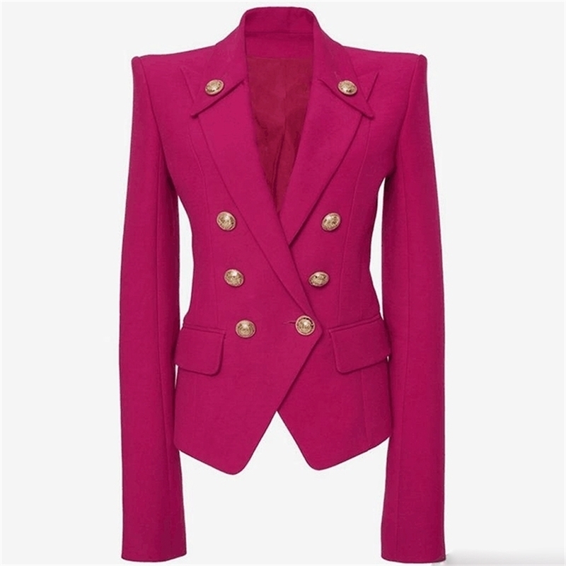 HIGH QUALITY Newest Designer Womens Collar Double Breasted Metal Buttons Blazer Outer Wear Y201026, Black
HIGH QUALITY Newest Designer Womens Collar Double Breasted Metal Buttons Blazer Outer Wear Y201026, Black