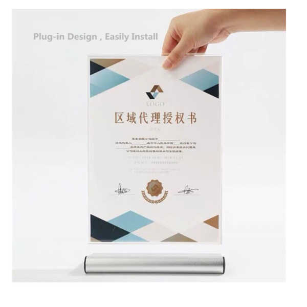 Menu A6 Restaurant Sign Holder L Shape Clear Acrylic Picture Photo Display Frame With Aluminum Base