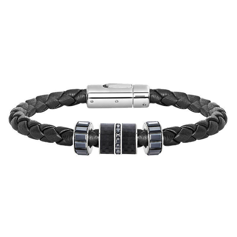 Bracelet Version Men's Black Leather Rope Woven Element Transfer Bead Female 
Bracelet Version Men's Black Leather Rope Woven Element Transfer Bead Female