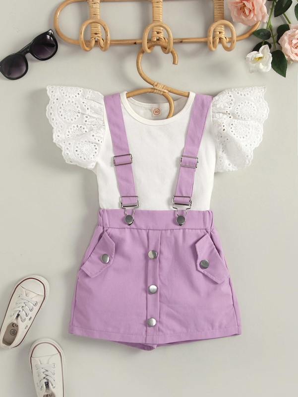 Toddler Girls Schiffy Panel Tee & Pinafore Shorts SHE