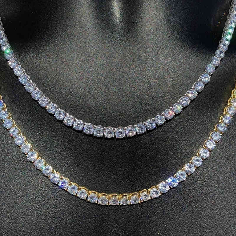 Hiphop 18k Gold Iced Out Diamond Chain Necklace CZ Tennis Necklace For Men And Women4276762