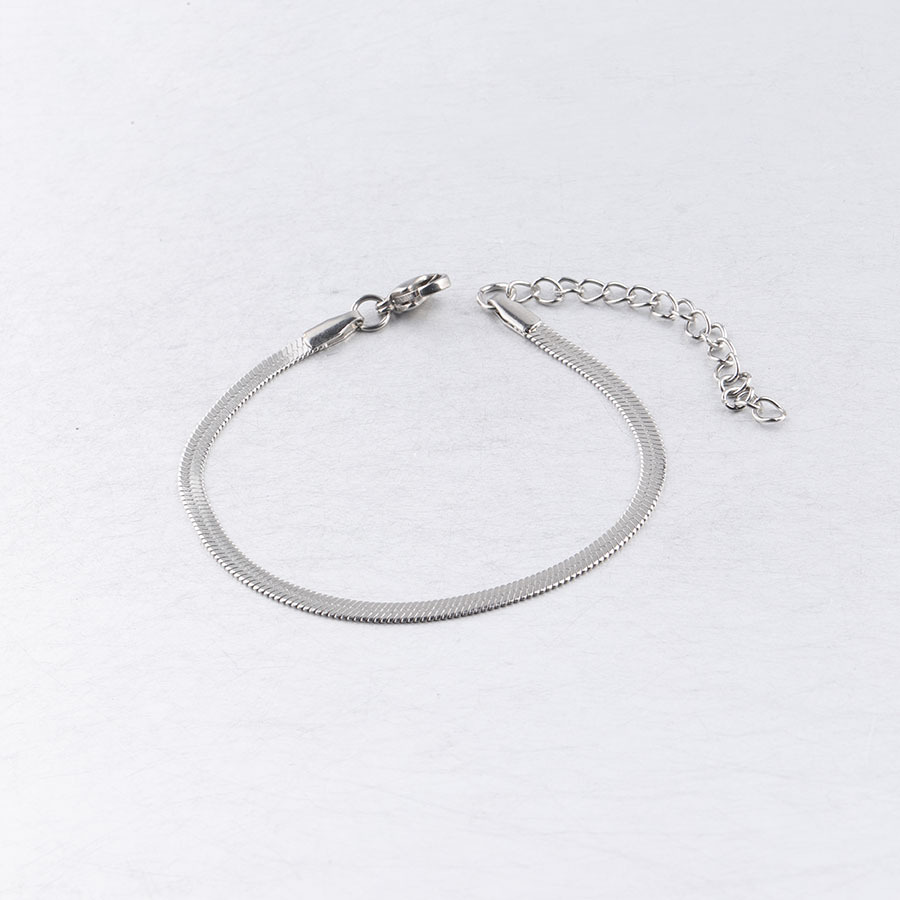 18K Gold Silver Plated Stainless Steel Flat Snake Bracelet Anklet Hip Hop Hand Chain Summer Beach Foot Jewelry DIY Jewelry Making Accessory