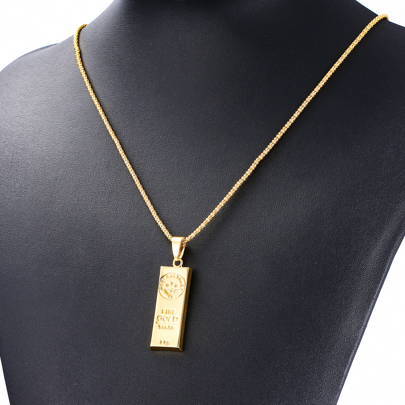 Hip Hop Men Plated Iced Out Gold Bar Pendent Necklace With Tennis Chain America Popular believe Necklaces Jewelry Gift