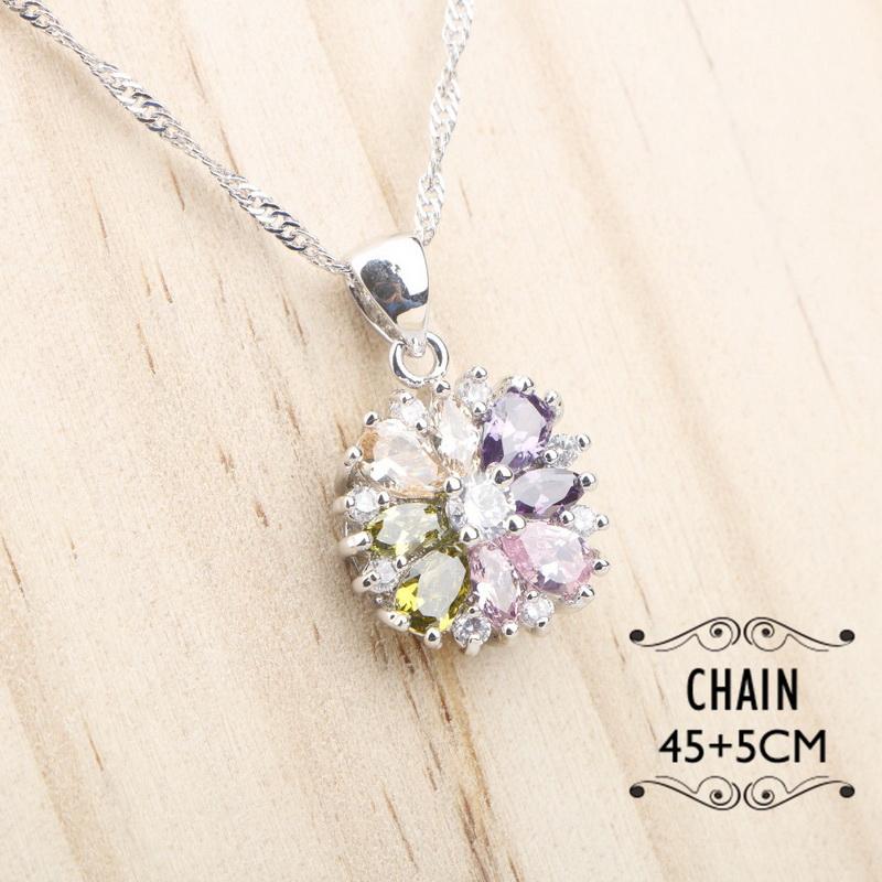 Pendant Necklaces Stamped Silver Color Necklace For Women Multicolor Flower Cubic Zirconia Jewelry Chain Christmas Gift
Pendant Necklaces Stamped Silver Color Necklace For Women Multicolor Flower Cubic Zirconia Jewelry Chain Christmas Gift