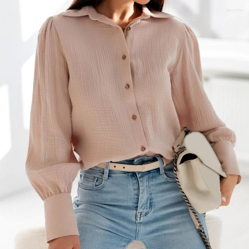 Women's Blouses & Shirts Women Shirt Solid Color Turn-down Collar Single-breasted Casual Spring Long Sleeve Blouse For Blusas Mujer De Moda, Sky blue
Women's Blouses & Shirts Women Shirt Solid Color Turn-down Collar Single-breasted Casual Spring Long Sleeve Blouse For Blusas Mujer De Moda, Sky blue
