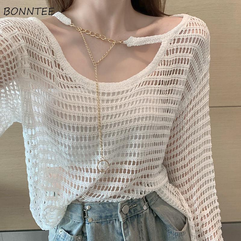 Women' Sweaters Pullovers Women Hollow Out Design Sexy Cool Streetwear Chic Korean Style Thin Summer Sun-proof Beach Casual Loose Girlish M, White
Women' Sweaters Pullovers Women Hollow Out Design Sexy Cool Streetwear Chic Korean Style Thin Summer Sun-proof Beach Casual Loose Girlish M, White