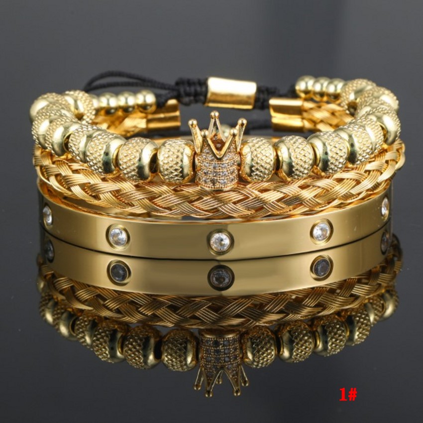 3pcs/set Luxury Micro Pave CZ Crown Roman Royal Charm Men Bracelets Stainless Steel Crystals Bangles Couple Handmade Jewelry Gift
3pcs/set Luxury Micro Pave CZ Crown Roman Royal Charm Men Bracelets Stainless Steel Crystals Bangles Couple Handmade Jewelry Gift