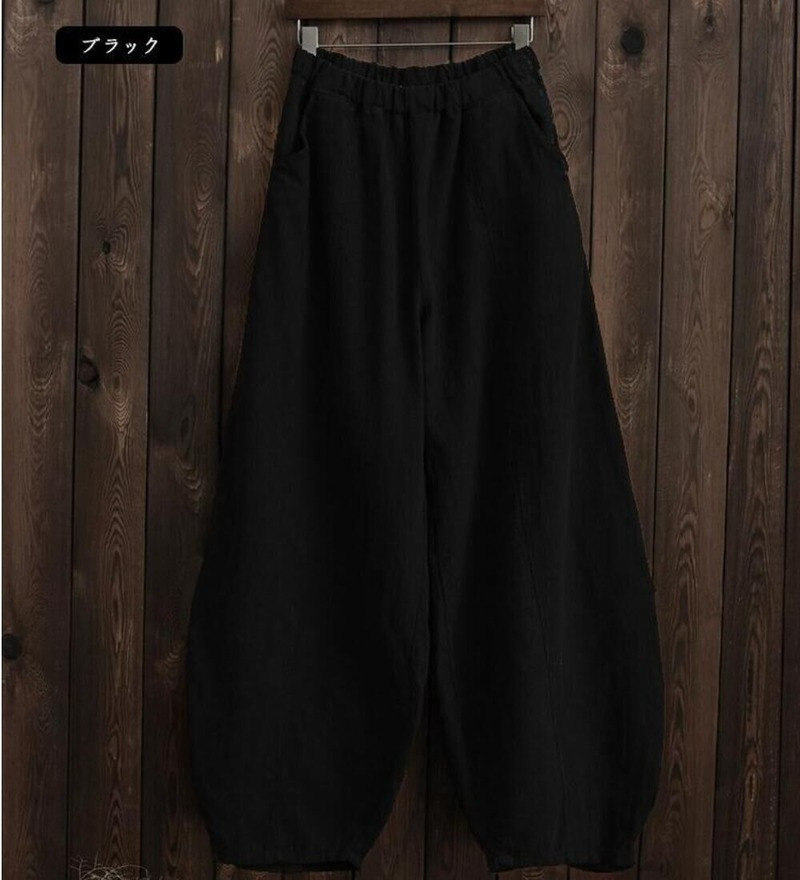 Cotton Linen Bloomers Wide Leg Pant Vintage Full Length Fashion Elegent Solid Elasitic Waist Spring Autumn 5XL 220325