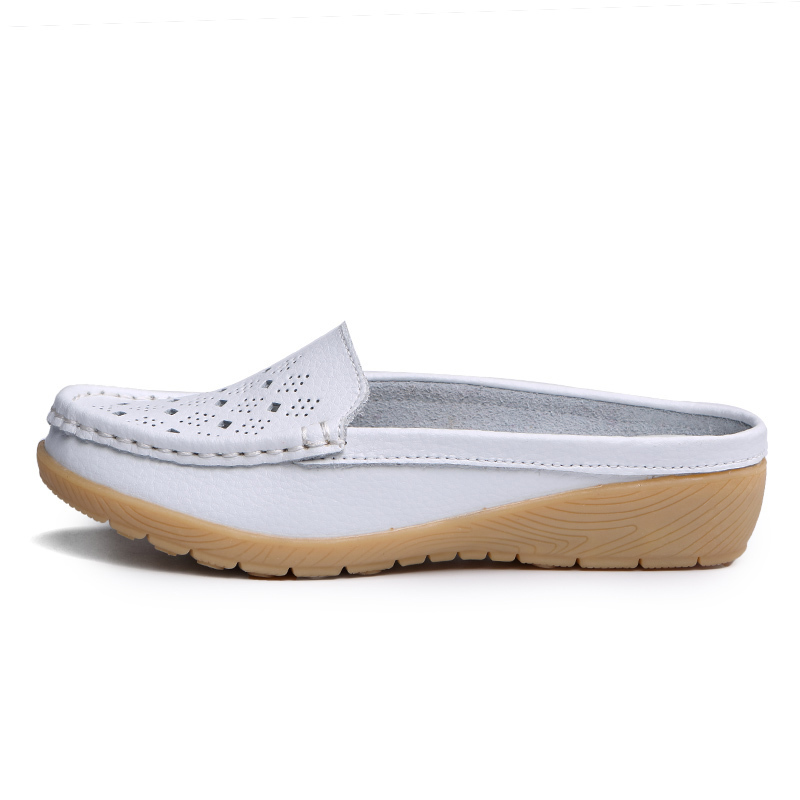 Summer Women's Shoes Real Leather Moccasins Women Loafers Cut-outs Closed-toe Flats Sandals Slippers Casual Shoes Woman WSH3210 220326