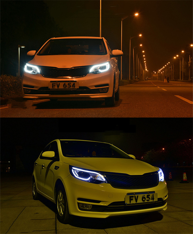Head Lamp For Kia K2 20 15-20 17 RIO Cars Headlights DRL Turn Signal High+Low Beam Lens Running Light Front Lamp